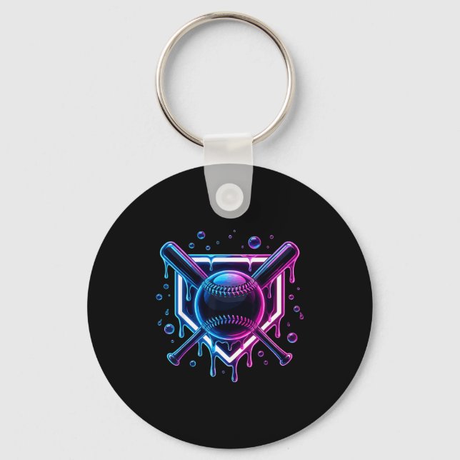 Baseball Drip Ice Cream Bat Kids  Key Ring (Front)