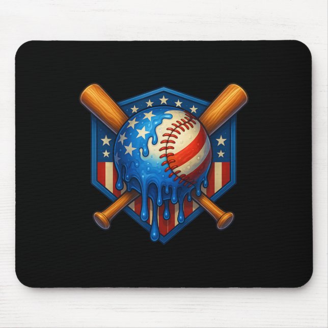 Baseball Drip Ice Cream Boys 4th Of July American  Mouse Pad (Front)