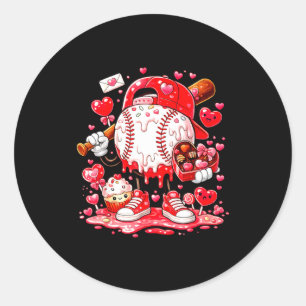 Baseball Drip Ice Cream Boys Kids Youth Valentines Classic Round Sticker
