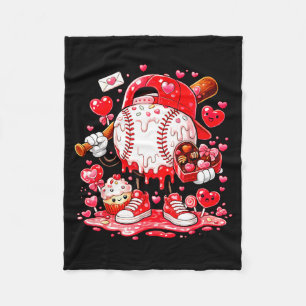 Baseball Drip Ice Cream Boys Kids Youth Valentines Fleece Blanket
