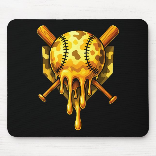 Baseball Drip Ice Cream Camo Cool Design  Mouse Pad (Front)