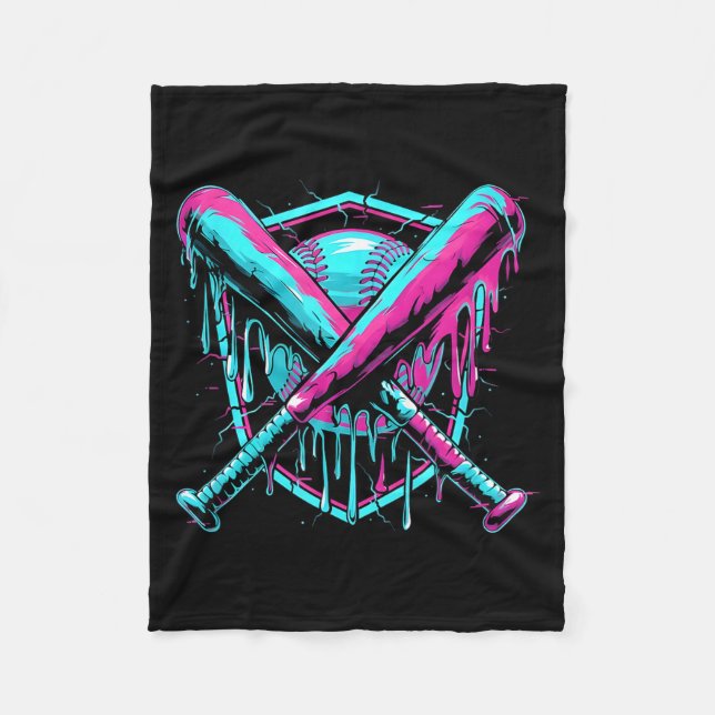 Baseball Drip Ice-cream Dripng Baseball Bat Var Wa Fleece Blanket (Front)