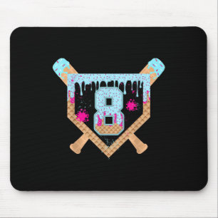 Baseball Drip Ice Cream Dripping 8 Year Old 8th Bi Mouse Pad