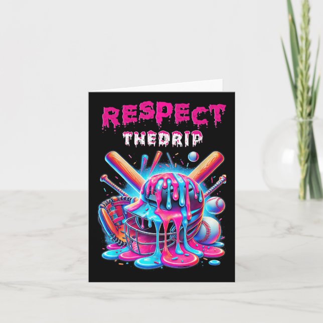 Baseball Drip Ice Cream Dripping Respect Drip Teen Card (Front)