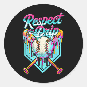 Baseball Drip Ice Cream Dripping Respect The Drip  Classic Round Sticker
