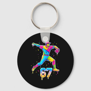 Baseball Drip Ice Cream Number 67 Player Or 67th B Key Ring
