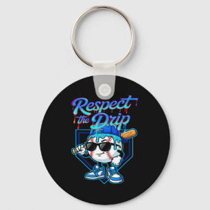 Baseball Drip Ice Cream Respect The Drip Home Plat Key Ring