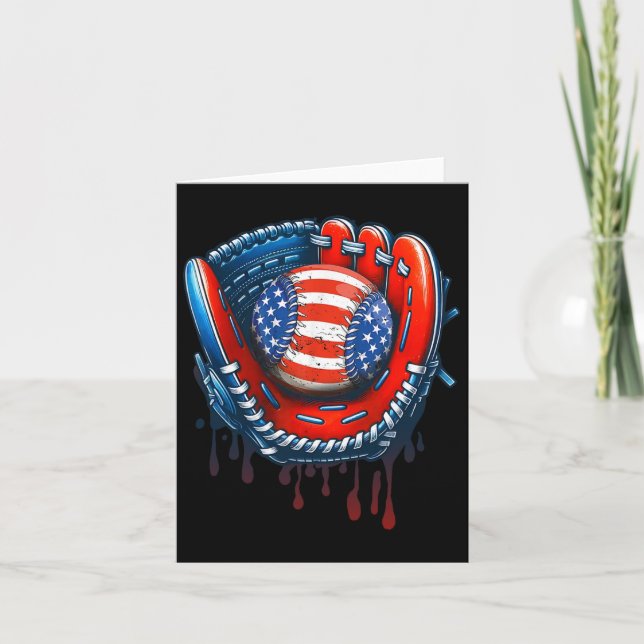 Baseball Drip Ice Cream Sprinkles 4th Of July Base Card (Front)
