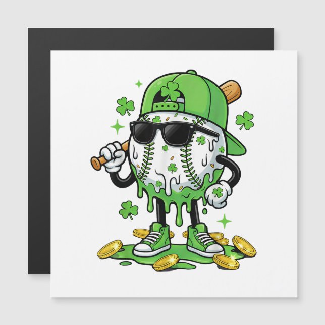 Baseball Drip Ice Cream St Patricks Day (Front/Back)