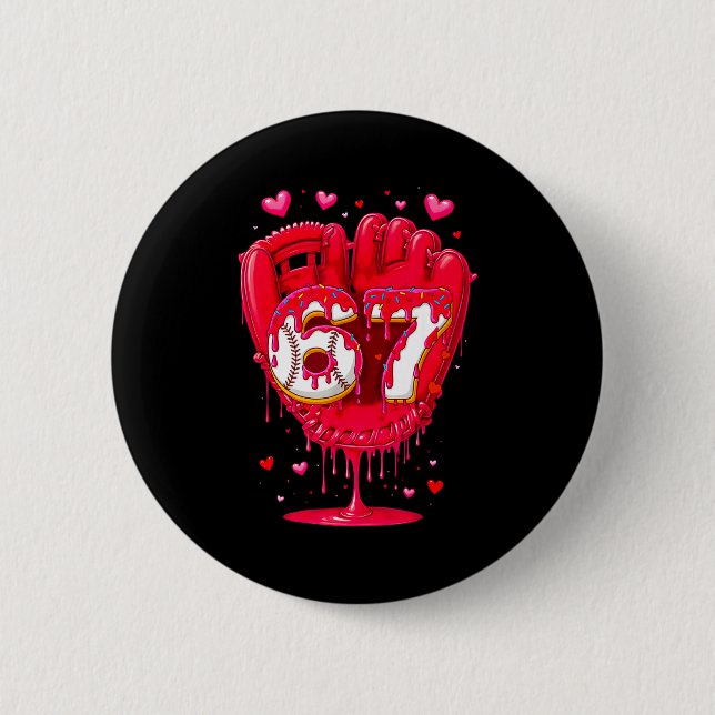 Baseball Drip Ice Cream Valentine Youth Boys Girls 6 Cm Round Badge (Front)