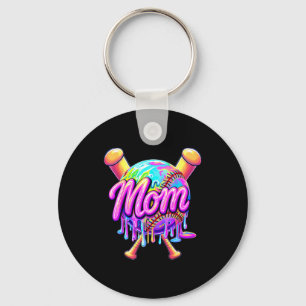 Baseball drip mom cute tie dye baseball women key ring