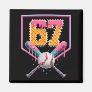 Baseball Drip Number 67 Fun Six Seven 6 7 Meme Des Magnet