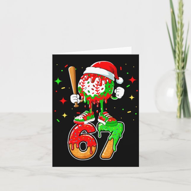 Baseball Drip Number 67 Meme Ice Cream Dripng Chri Card (Front)