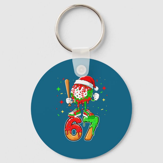 Baseball Drip Number 67 Meme Ice Cream Dripng Chri Key Ring (Front)