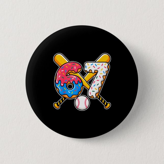 Baseball Drip Number 67 Player 67th Birthday Meme  6 Cm Round Badge (Front)