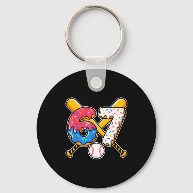Baseball Drip Number 67 Player 67th Birthday Meme  Key Ring (Front)