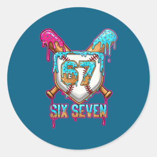 Baseball Drip Number 67 Player 6-7 Six Seven Meme  Classic Round Sticker