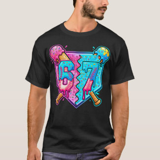 Baseball Drip Number 67 Player Ice Cream Drip 67Th T-Shirt