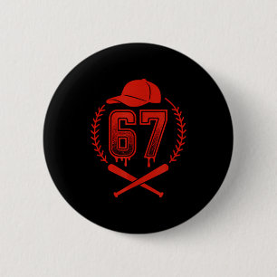 Baseball Drip Number 67 Player Or 67th Birthday  6 Cm Round Badge