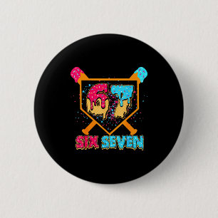 Baseball Drip Number 67 Player Or 67th Birthday Bo 6 Cm Round Badge