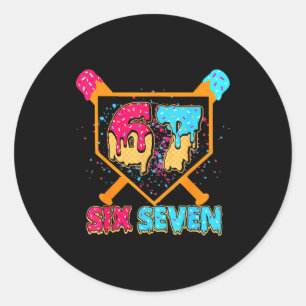 Baseball Drip Number 67 Player Or 67th Birthday Bo Classic Round Sticker