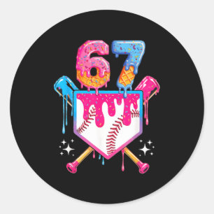 Baseball Drip Number 67 Player Or 67th Birthday Classic Round Sticker