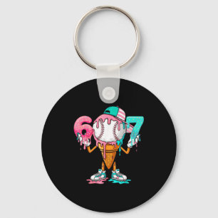 Baseball Drip Number 67 Player Or 67th Birthday  Key Ring