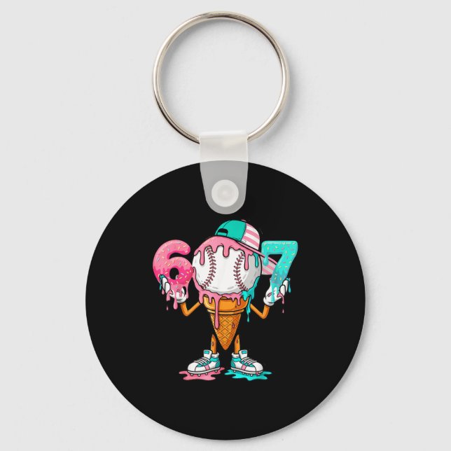Baseball Drip Number 67 Player Or 67th Birthday  Key Ring (Front)