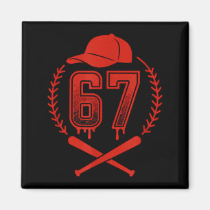 Baseball Drip Number 67 Player Or 67th Birthday  Magnet