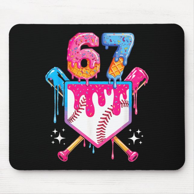 Baseball Drip Number 67 Player Or 67th Birthday  Mouse Pad (Front)