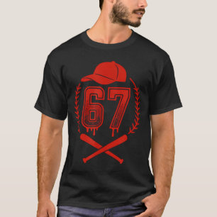 Baseball Drip Number 67 Player Or 67th Birthday  T-Shirt