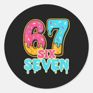 Baseball Drip Number 67 Player Trendy 6 7 Meme Fun Classic Round Sticker