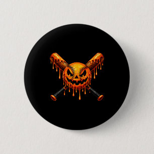 Baseball drip pumpkin spooky ghost halloween boys 6 cm round badge
