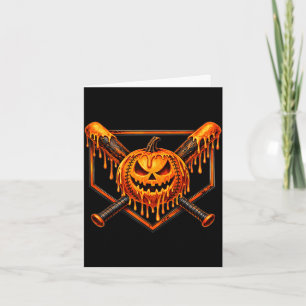 Baseball drip pumpkin spooky ghost halloween boys card