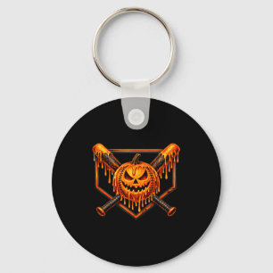 Baseball drip pumpkin spooky ghost halloween boys key ring