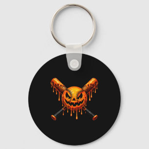 Baseball drip pumpkin spooky ghost halloween boys key ring