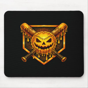Baseball drip pumpkin spooky ghost halloween boys mouse pad