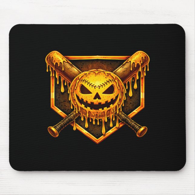 Baseball drip pumpkin spooky ghost halloween boys mouse pad (Front)