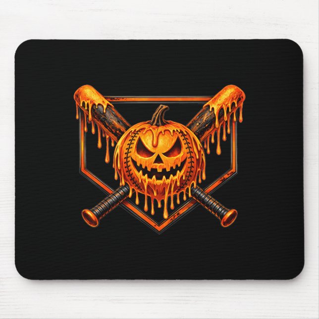 Baseball drip pumpkin spooky ghost halloween boys mouse pad (Front)