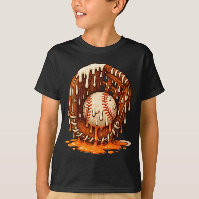 Baseball Drip Team For Boys Ice Cream Cool  T-Shirt (Front)