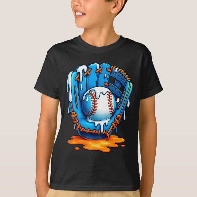 Baseball Drip Team For Boys Ice Cream Cool  T-Shirt (Front)