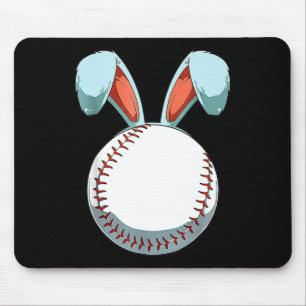 Baseball Easter Bunny Ears Easter Eggs Hunting Bas Mouse Pad