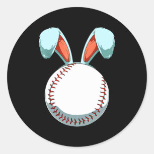 Baseball Easter Day Bunny Ears Rabbit Baseball Fa  Classic Round Sticker