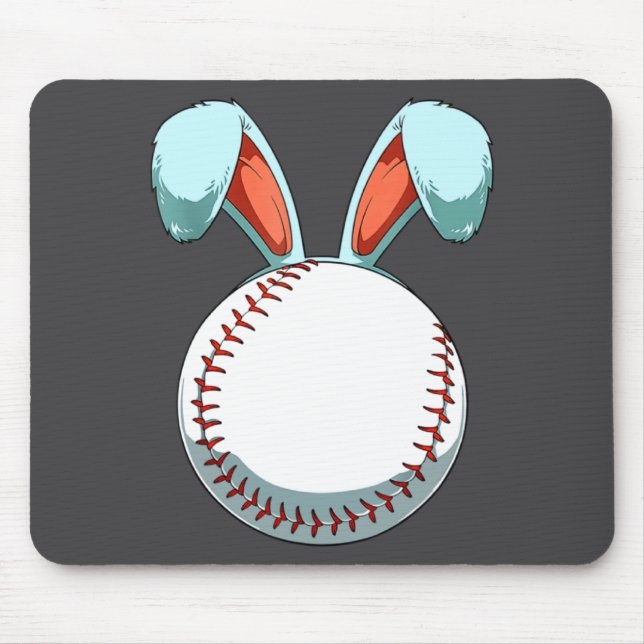 Baseball Easter Day Bunny Ears Rabbit Baseball Fa  Mouse Pad (Front)
