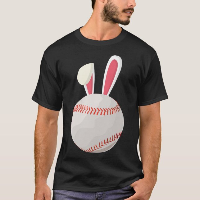 Baseball Easter Day Bunny Ears Rabbit Baseball Fan T-Shirt (Front)
