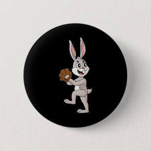 Baseball Easter Day Rabbit Pitcher Boys Girls Kids 6 Cm Round Badge
