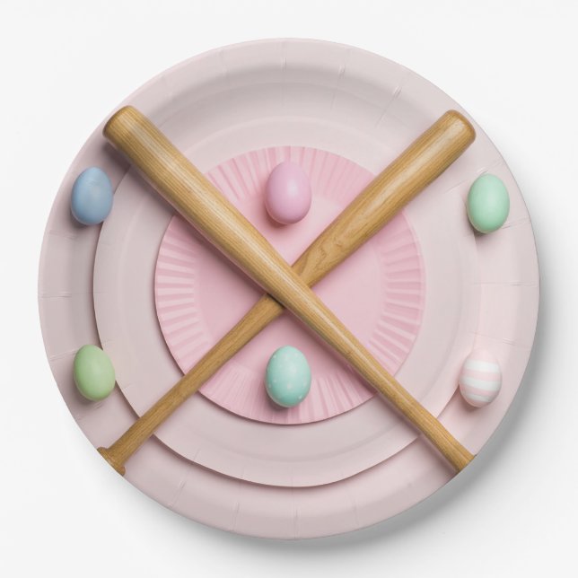 Baseball Easter  themed  Paper Plate (Front)