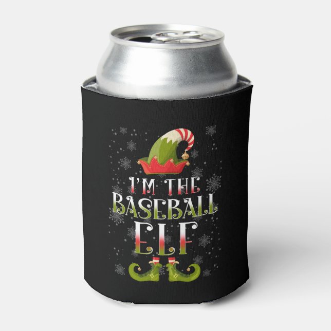Baseball Elf Christmas Can Cooler (Can Front)