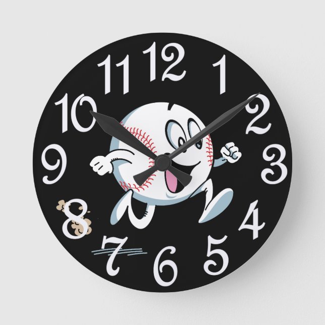 Baseball Emoji  Round Clock (Front)