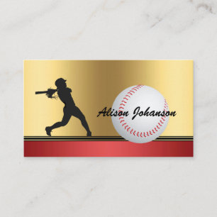 Baseball emphasis with female silhouette Baseball Business Card